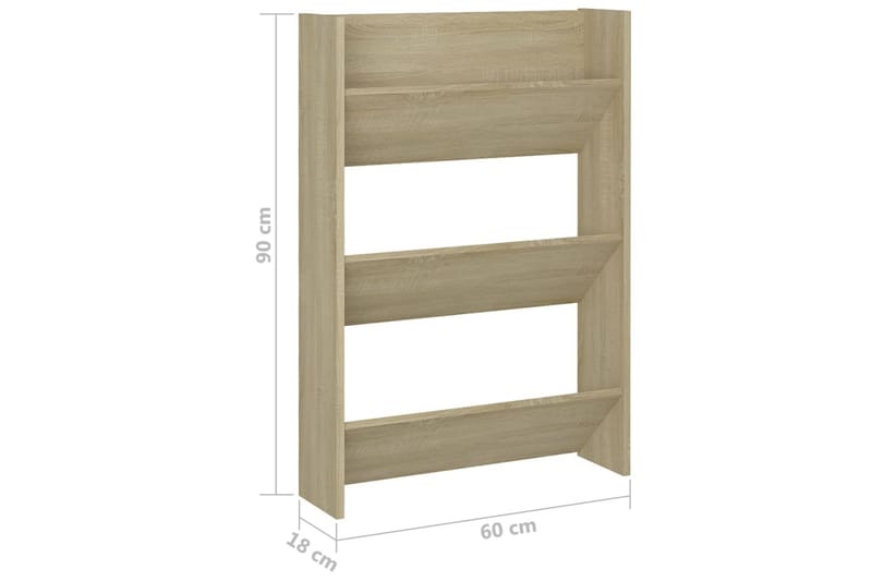 Väggmonterat skoställ 2 st sonoma-ek 60x18x90 cm spånskiva - Ek - Förvaring - Skoförvaring