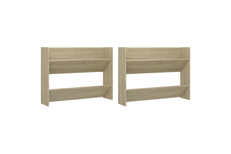 Väggmonterat skoställ 2 st sonoma-ek 80x18x60 cm spånskiva - Ek - Förvaring - Skoförvaring