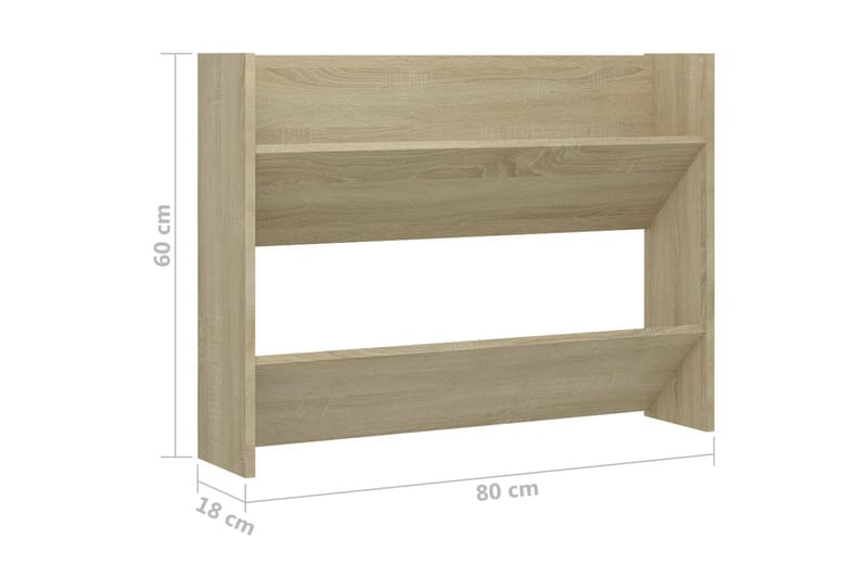 Väggmonterat skoställ 2 st sonoma-ek 80x18x60 cm spånskiva - Ek - Förvaring - Skoförvaring