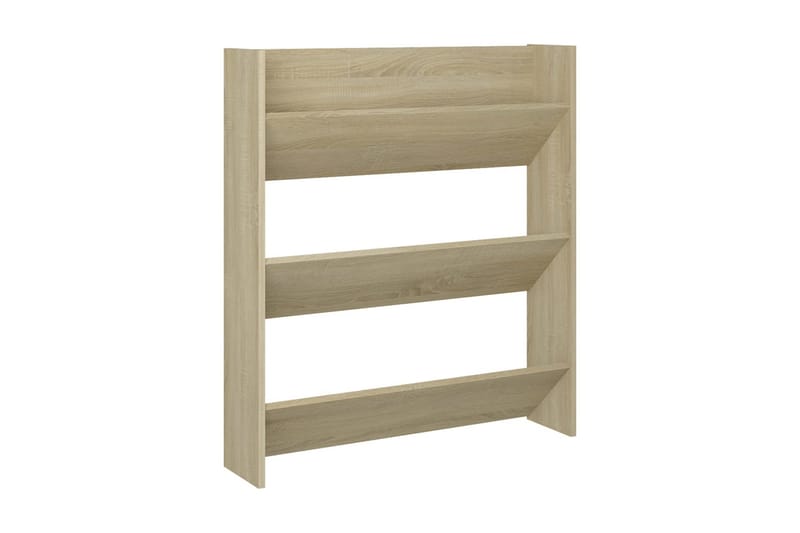 Väggmonterat skoställ 2 st sonoma-ek 80x18x90 cm spånskiva - Ek - Förvaring - Skoförvaring