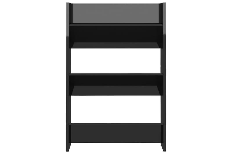 Väggmonterat skoställ 2 st svart högglans 60x18x90 cm spånsk - Svart högglans - Förvaring - Skoförvaring