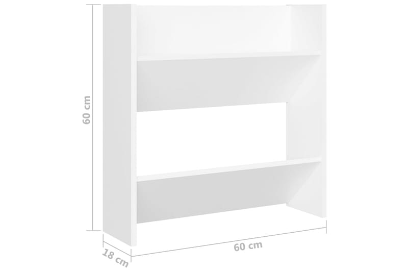 Väggmonterat skoställ 2 st vit 60x18x60 cm spånskiva - Vit - Förvaring - Skoförvaring