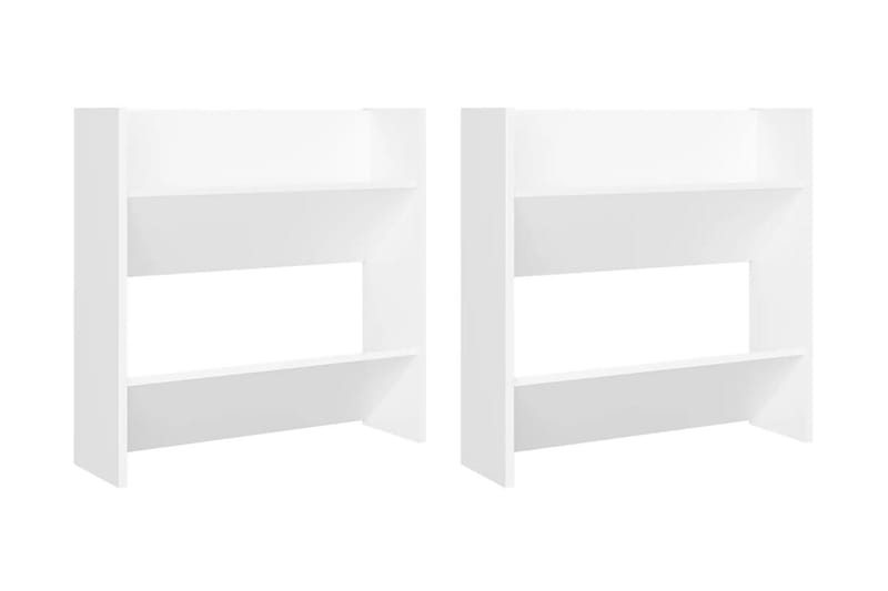 Väggmonterat skoställ 2 st vit 60x18x60 cm spånskiva - Vit - Förvaring - Skoförvaring
