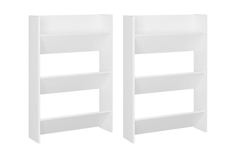 Väggmonterat skoställ 2 st vit 60x18x90 cm spånskiva - Vit - Förvaring - Skoförvaring