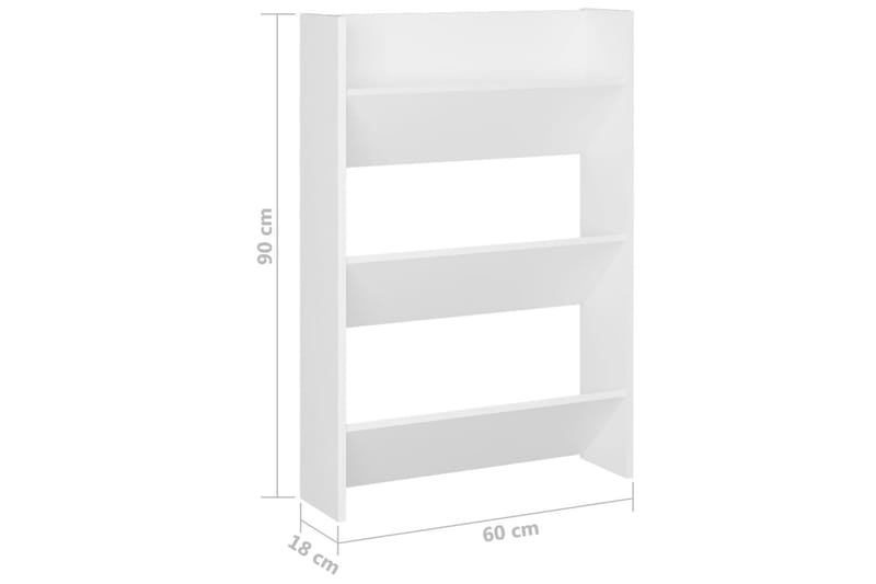 Väggmonterat skoställ 2 st vit 60x18x90 cm spånskiva - Vit - Förvaring - Skoförvaring