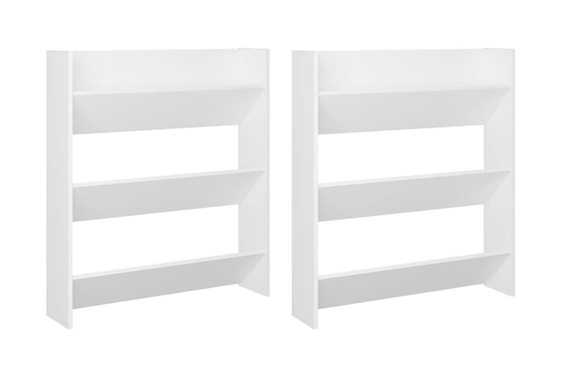 Väggmonterat skoställ 2 st vit 80x18x90 cm spånskiva - Vit - Förvaring - Skoförvaring