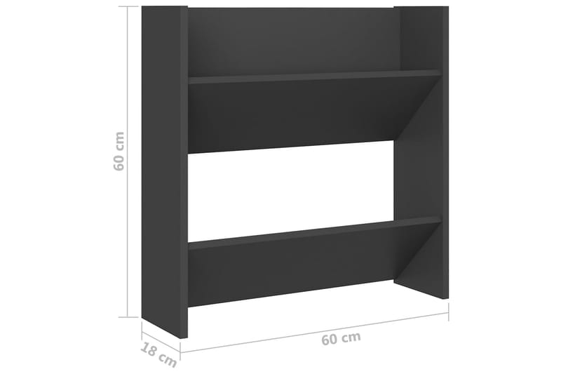 Väggmonterat skoställ 4 st grå 60x18x60 cm spånskiva - Grå - Förvaring - Skoförvaring