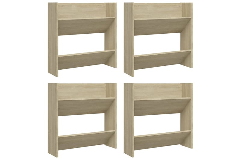 Väggmonterat skoställ 4 st sonoma-ek 60x18x60 cm spånskiva - Ek - Förvaring - Skoförvaring