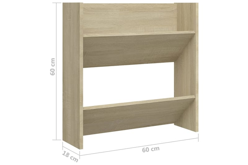 Väggmonterat skoställ 4 st sonoma-ek 60x18x60 cm spånskiva - Ek - Förvaring - Skoförvaring