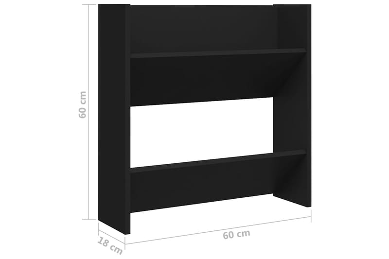 Väggmonterat skoställ 4 st svart 60x18x60 cm spånskiva - Svart - Hallförvaring - Skoförvaring - Skohylla & skoställ