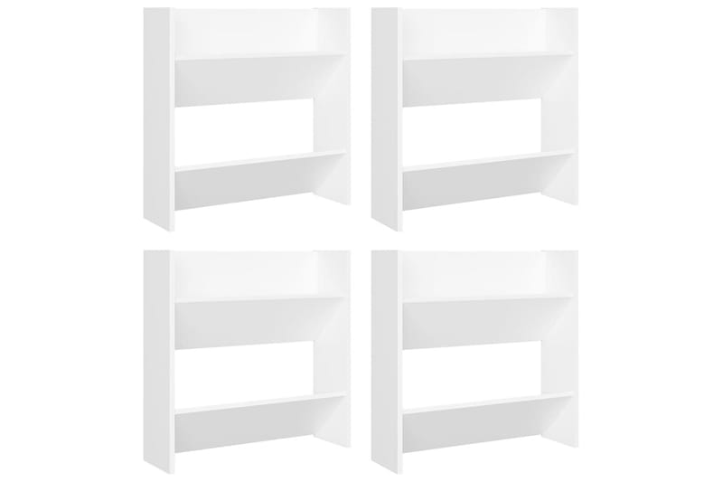 Väggmonterat skoställ 4 st vit 60x18x60 cm spånskiva - Vit - Förvaring - Skoförvaring