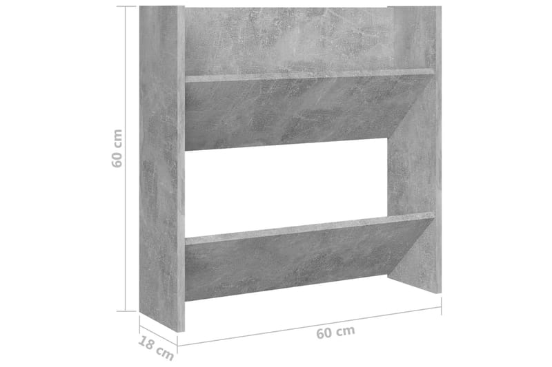 Väggmonterat skoställ betonggrå 60x18x60 cm spånskiva - Betonggrå - Förvaring - Skoförvaring