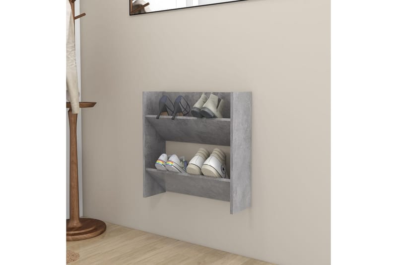 Väggmonterat skoställ betonggrå 60x18x60 cm spånskiva - Betonggrå - Förvaring - Skoförvaring