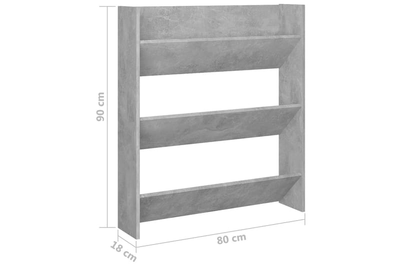 Väggmonterat skoställ betonggrå 80x18x90 cm spånskiva - Betonggrå - Förvaring - Skoförvaring