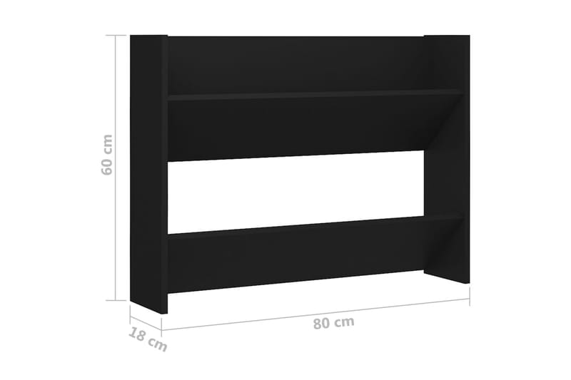 Väggmonterat skoställ svart 80x18x60 cm spånskiva - Svart - Förvaring - Skoförvaring