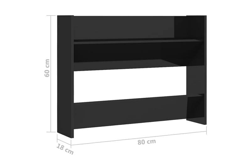 Väggmonterat skoställ svart högglans 80x18x60 cm spånskiva - Svart högglans - Förvaring - Skoförvaring