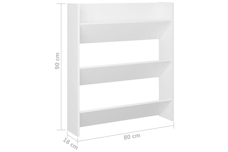 Väggmonterat skoställ vit 80x18x90 cm spånskiva - Vit - Förvaring - Skoförvaring