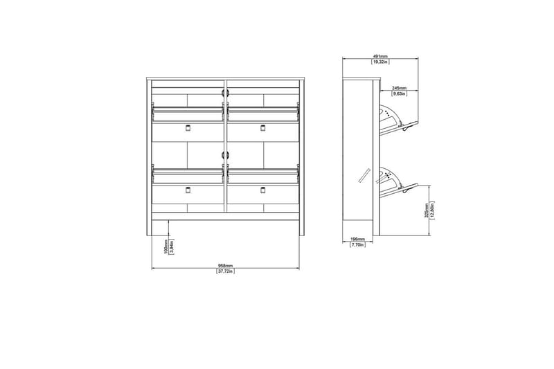 Vallvidera Skoskåp 102,6 cm - Svart - Förvaring - Skoförvaring - Skoskåp