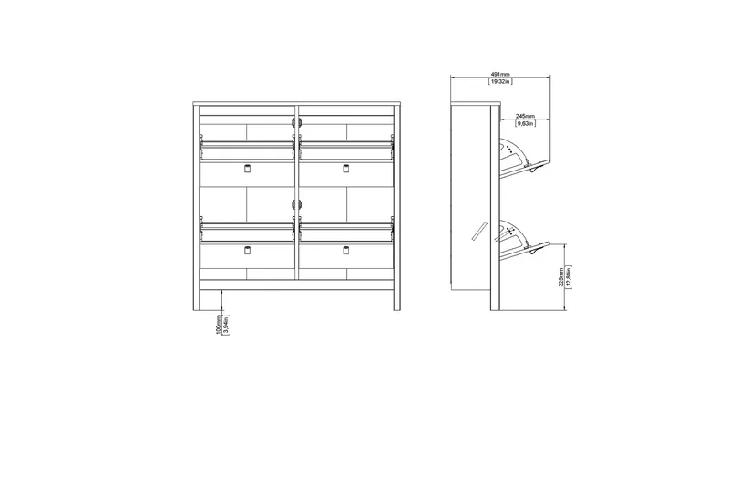 Vallvidera Skoskåp 25x102 cm - Svart/Natur - Förvaring - Skoförvaring - Skoskåp