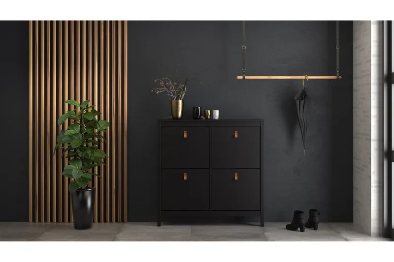 Vallvidera Skoskåp 25x102 cm - Svart/Natur - Förvaring - Skoförvaring - Skoskåp