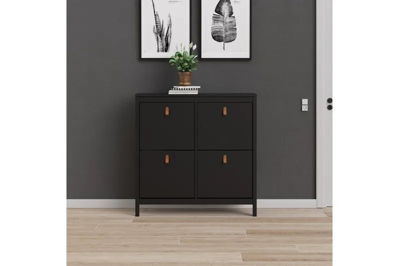 Vallvidera Skoskåp 25x102 cm - Svart/Natur - Förvaring - Skoförvaring - Skoskåp