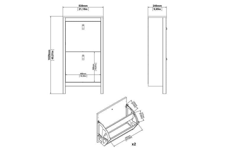 Vallvidera Skoskåp 54 cm - Beige - Förvaring - Skoförvaring - Skoskåp