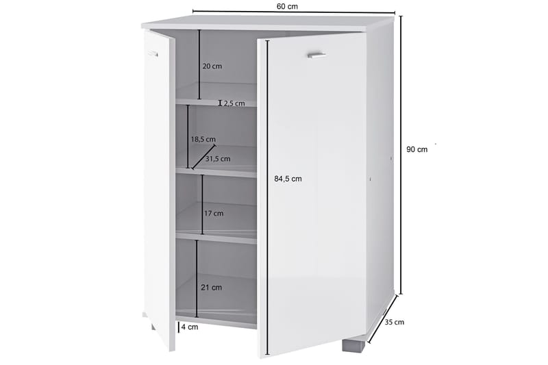 Vassell Skoskåp - Vit - Förvaring - Skoförvaring - Skoskåp