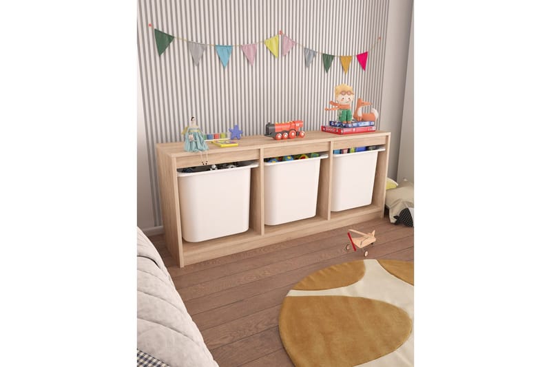Alvora Förvaringslådor 132,3 cm - Natur/Vit - Förvaring - Småförvaring - Förvaringslåda