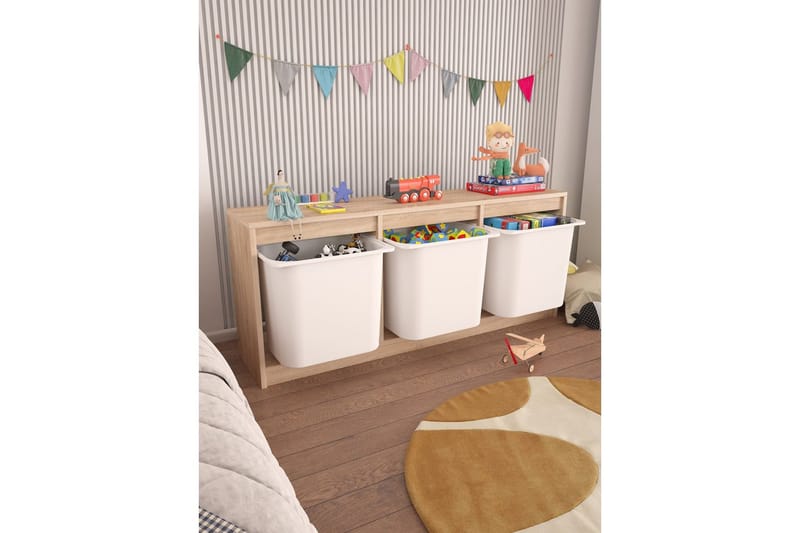 Alvora Förvaringslådor 132,3 cm - Natur/Vit - Förvaring - Småförvaring - Förvaringslåda