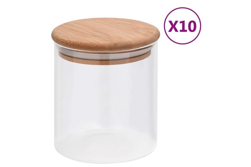 Förvaringsburkar i glas med bambulock 10 st 600 ml - Transparent - Förvaring - Småförvaring - Förvaringsburk