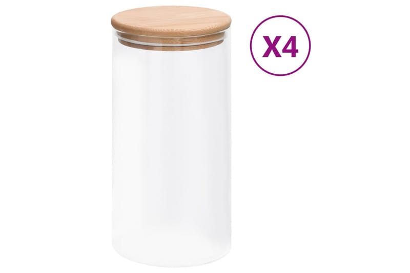 Förvaringsburkar i glas med bambulock 4 st 1200 ml - Transparent - Förvaring - Småförvaring - Förvaringsburk