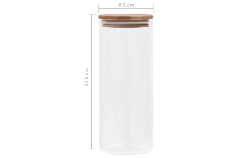 Förvaringsburkar i glas med bambulock 6 st 1000 ml - Transparent - Förvaringsburk - Småförvaring - Flaskor & burkar