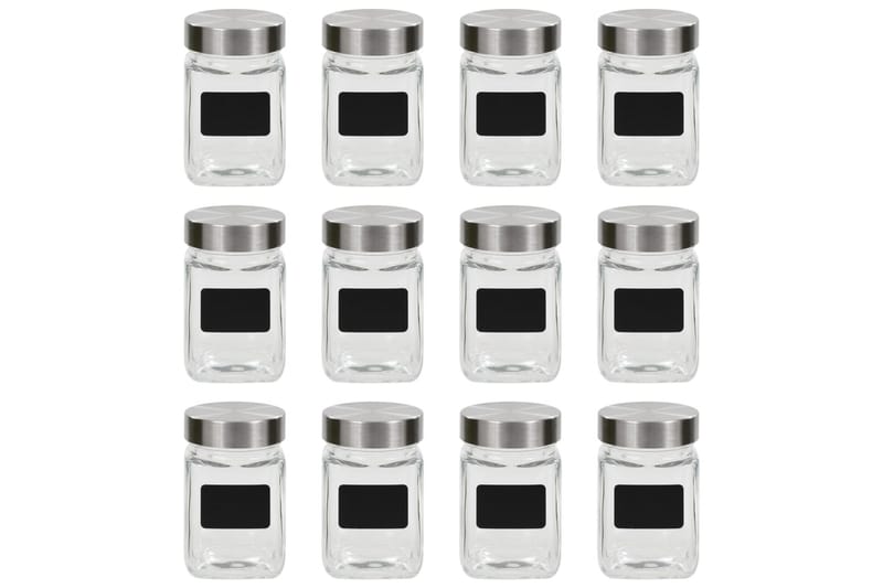 Förvaringsburkar i glas med etiketter 12 st 300 ml - Transparent - Förvaring - Småförvaring - Förvaringsburk