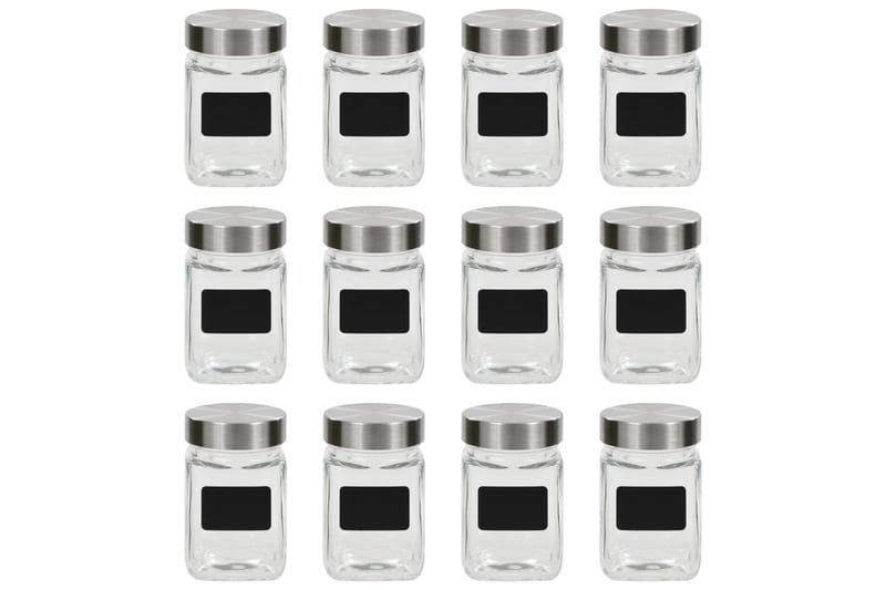 Förvaringsburkar i glas med etiketter 12 st 300 ml - Transparent - Förvaringsburk - Småförvaring - Flaskor & burkar