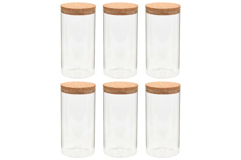 Förvaringsburkar i glas med korklock 6 st 1100 ml - Transparent - Förvaringsburk - Småförvaring - Flaskor & burkar