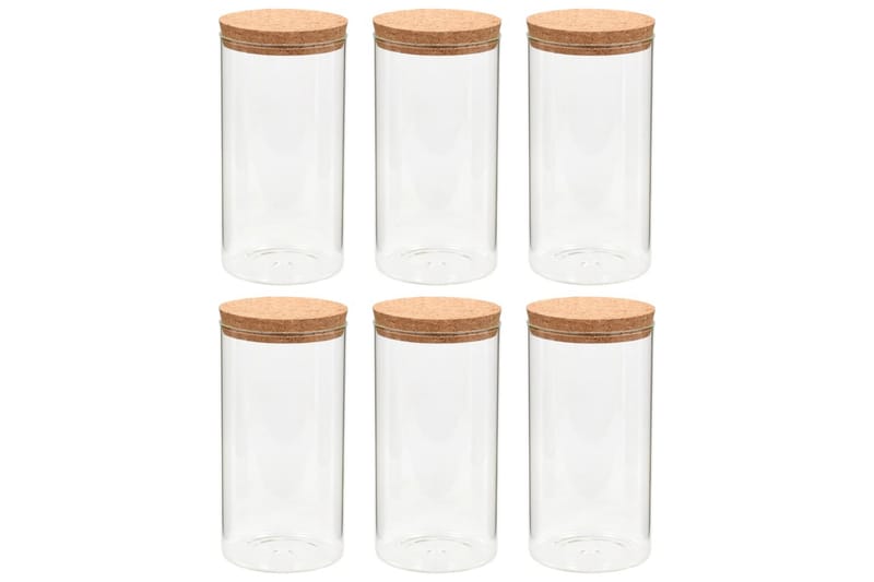Förvaringsburkar i glas med korklock 6 st 1400 ml - Transparent - Förvaringsburk - Småförvaring - Flaskor & burkar