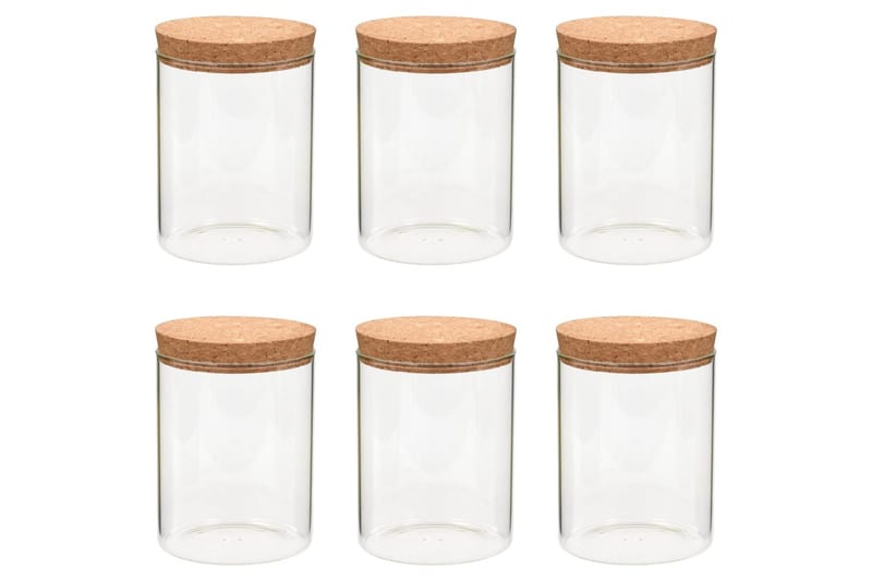 Förvaringsburkar i glas med korklock 6 st 650 ml - Transparent - Förvaring - Småförvaring - Förvaringsburk