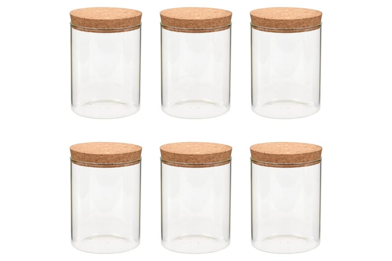 Förvaringsburkar i glas med korklock 6 st 650 ml - Transparent - Förvaringsburk - Småförvaring - Flaskor & burkar