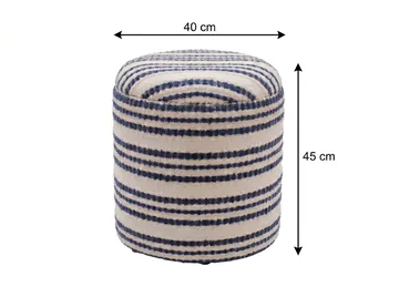 Öster Rund sittpuff med förvaring i bomull - beige, mörkblå - Förvaring - Småförvaring - Förvaringskorgar - Flätad korg & rottingkorg