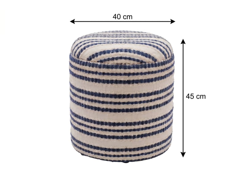 Öster Rund sittpuff med förvaring i bomull - beige, mörkblå - Förvaring - Småförvaring - Förvaringskorgar - Flätad korg & rottingkorg