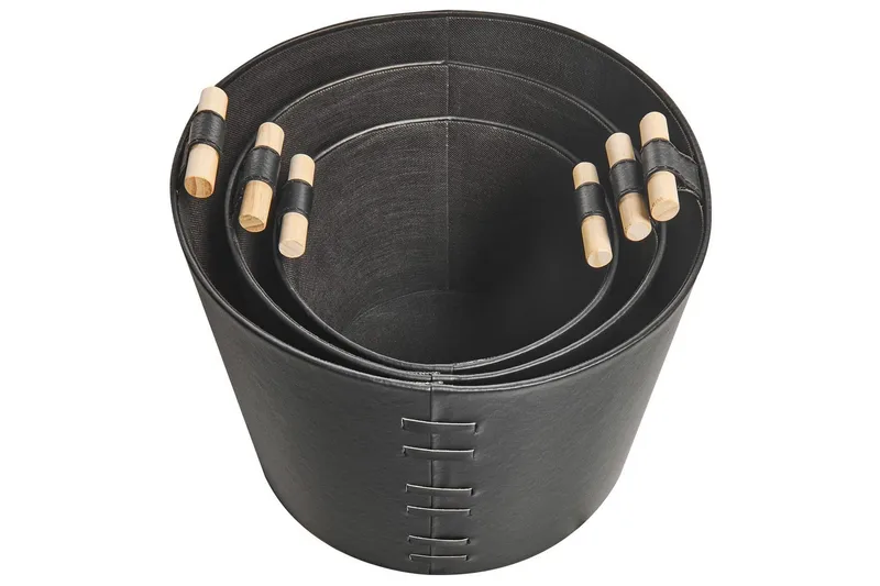 Korg Aram set om 3 Svart - Svart - Förvaring - Småförvaring - Förvaringskorgar - Flätad korg & rottingkorg