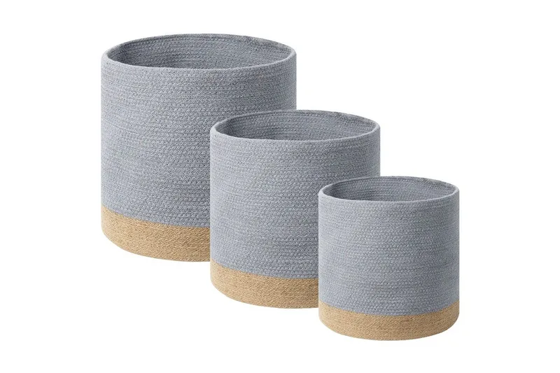 Korg Basima set om 3 Beige, grå - Beige, grå - Förvaring - Småförvaring - Förvaringskorgar - Flätad korg & rottingkorg