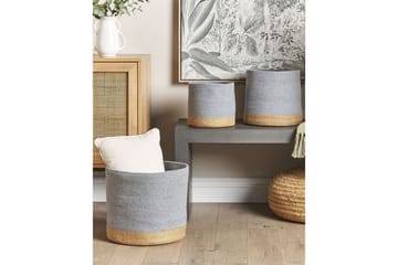 Korg Basima set om 3 Beige, grå - Beige, grå - Förvaring - Småförvaring - Förvaringskorgar - Flätad korg & rottingkorg