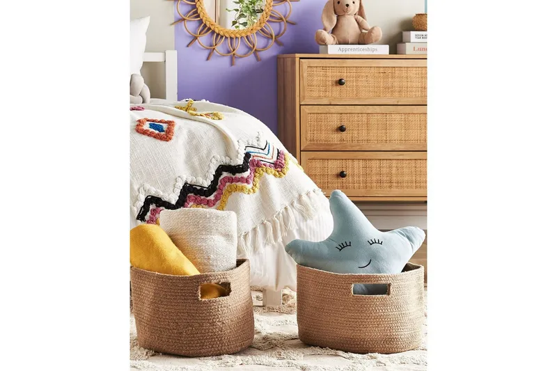 Korg Chiniot set om 2 Beige/naturlig - Beige/naturlig - Förvaring - Småförvaring - Förvaringskorgar - Flätad korg & rottingkorg