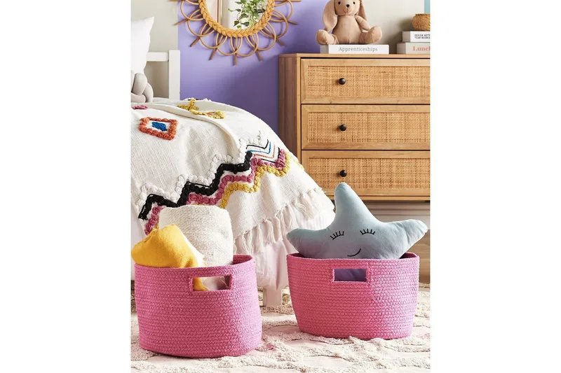 Korg Chiniot set om 2 Rosa - Rosa - Förvaring - Småförvaring - Förvaringskorgar - Flätad korg & rottingkorg