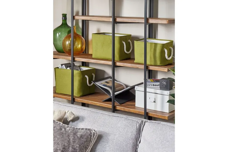 Korg Darqab set om 3 Grön, Vit - Grön, Vit - Förvaring - Småförvaring - Förvaringskorgar - Flätad korg & rottingkorg