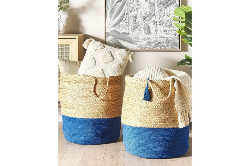 Korg Gajar set om 2 Beige, marinblå - Beige, marinblå - Förvaring - Småförvaring - Förvaringskorgar - Flätad korg & rottingkorg