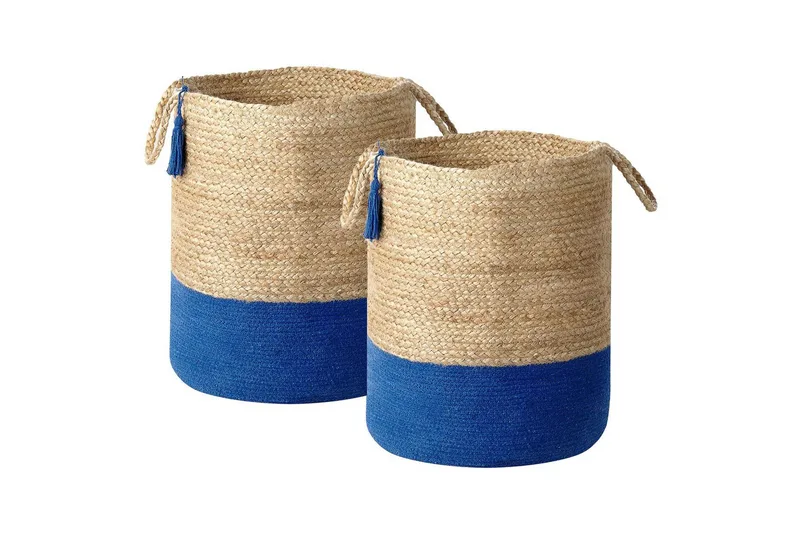 Korg Gajar set om 2 Beige, marinblå, Beige, marinblå