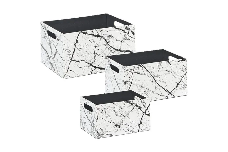 Korg Larsa set om 3 Vit/Svart - Vit/Svart - Förvaring - Småförvaring - Förvaringskorgar - Flätad korg & rottingkorg