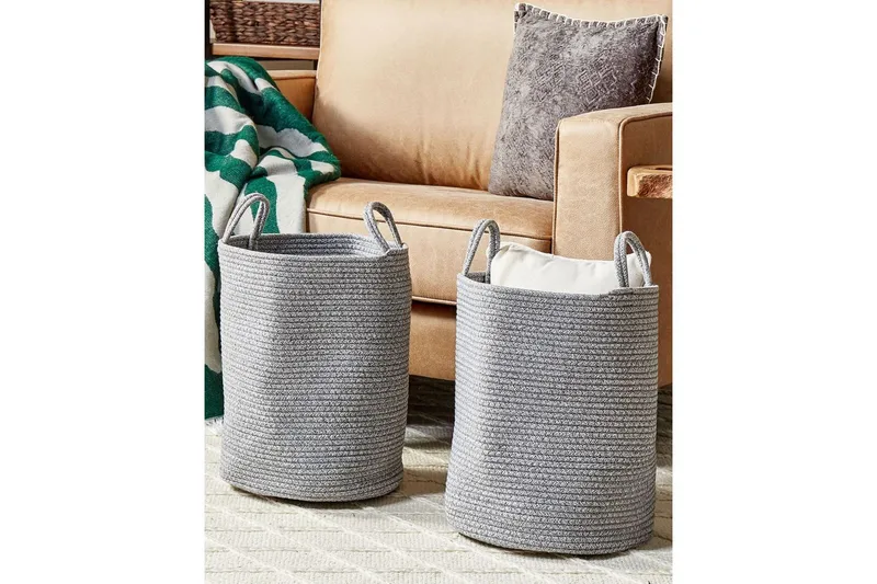 Korg Saryk set om 2 Grå - Grå - Förvaring - Småförvaring - Förvaringskorgar - Flätad korg & rottingkorg